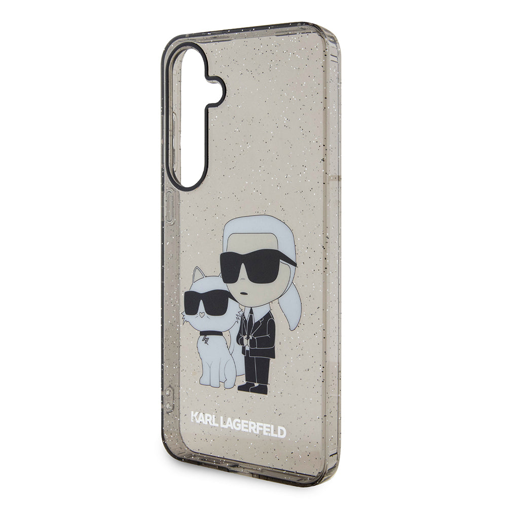 Custodia per Samsung Galaxy S24+ S926, Karl Lagerfeld, Glitter Karl & Choupette, Nero Trasparente