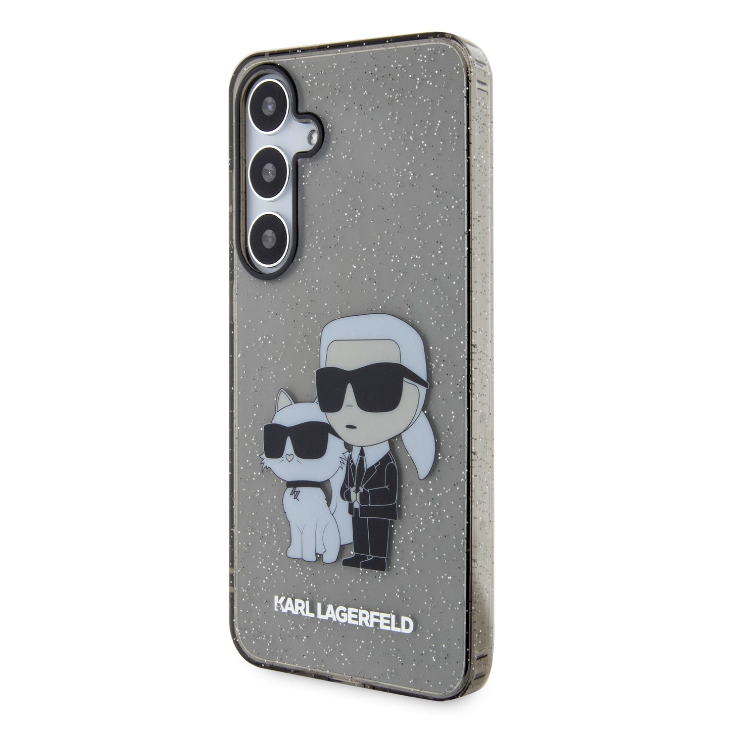 Custodia per Samsung Galaxy S24+ S926, Karl Lagerfeld, Glitter Karl & Choupette, Nero Trasparente