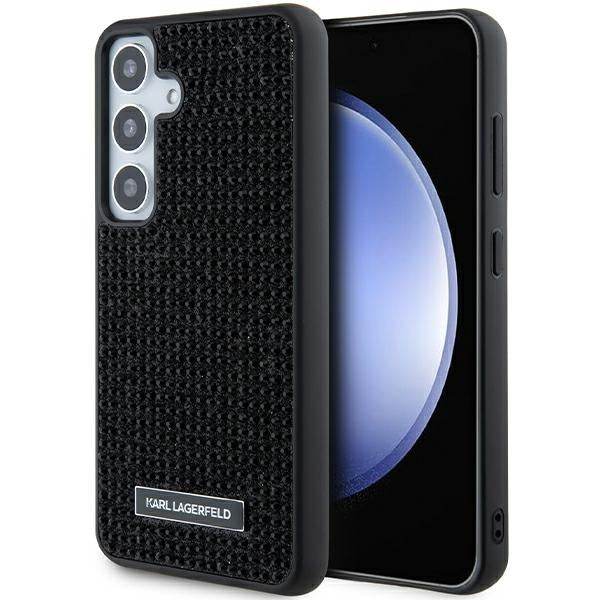 Custodia per Samsung Galaxy S24+ S926, Karl Lagerfeld, Rhinestone Metal Plate, Nera