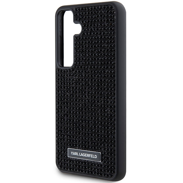 Custodia per Samsung Galaxy S24+ S926, Karl Lagerfeld, Rhinestone Metal Plate, Nera