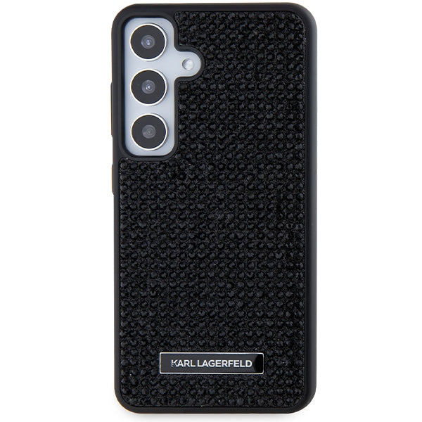Custodia per Samsung Galaxy S24+ S926, Karl Lagerfeld, Rhinestone Metal Plate, Nera