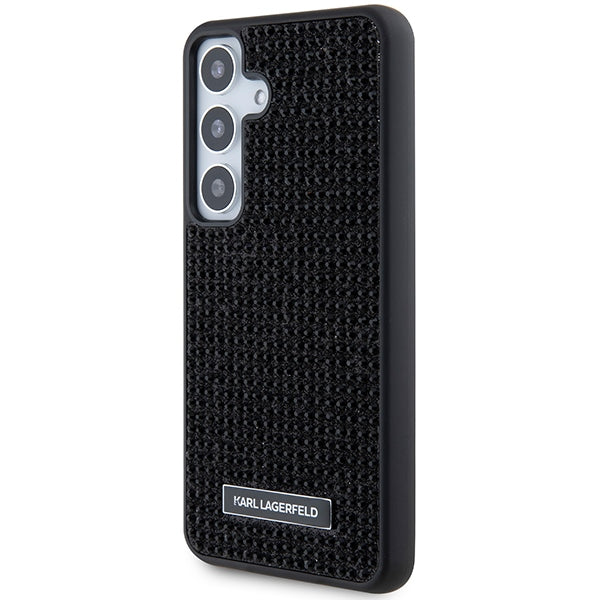 Custodia per Samsung Galaxy S24+ S926, Karl Lagerfeld, Rhinestone Metal Plate, Nera