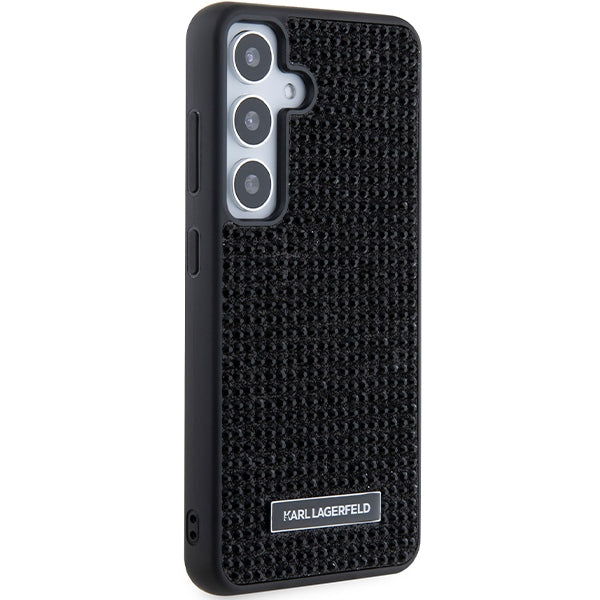 Custodia per Samsung Galaxy S24+ S926, Karl Lagerfeld, Rhinestone Metal Plate, Nera