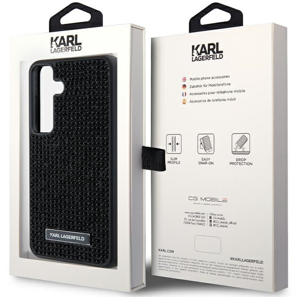 Custodia per Samsung Galaxy S24+ S926, Karl Lagerfeld, Rhinestone Metal Plate, Nera
