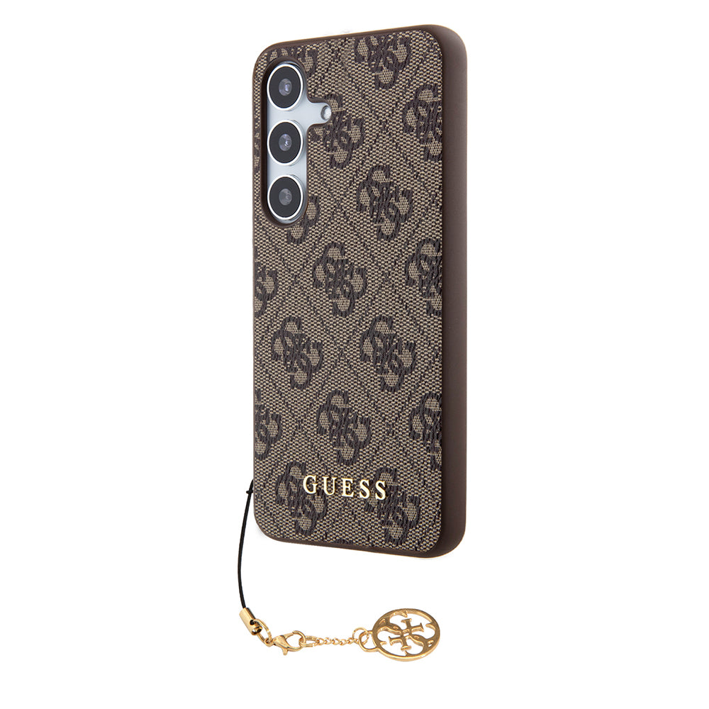 Custodia per Samsung Galaxy S24 S921, Guess, 4G Charm, Marrone