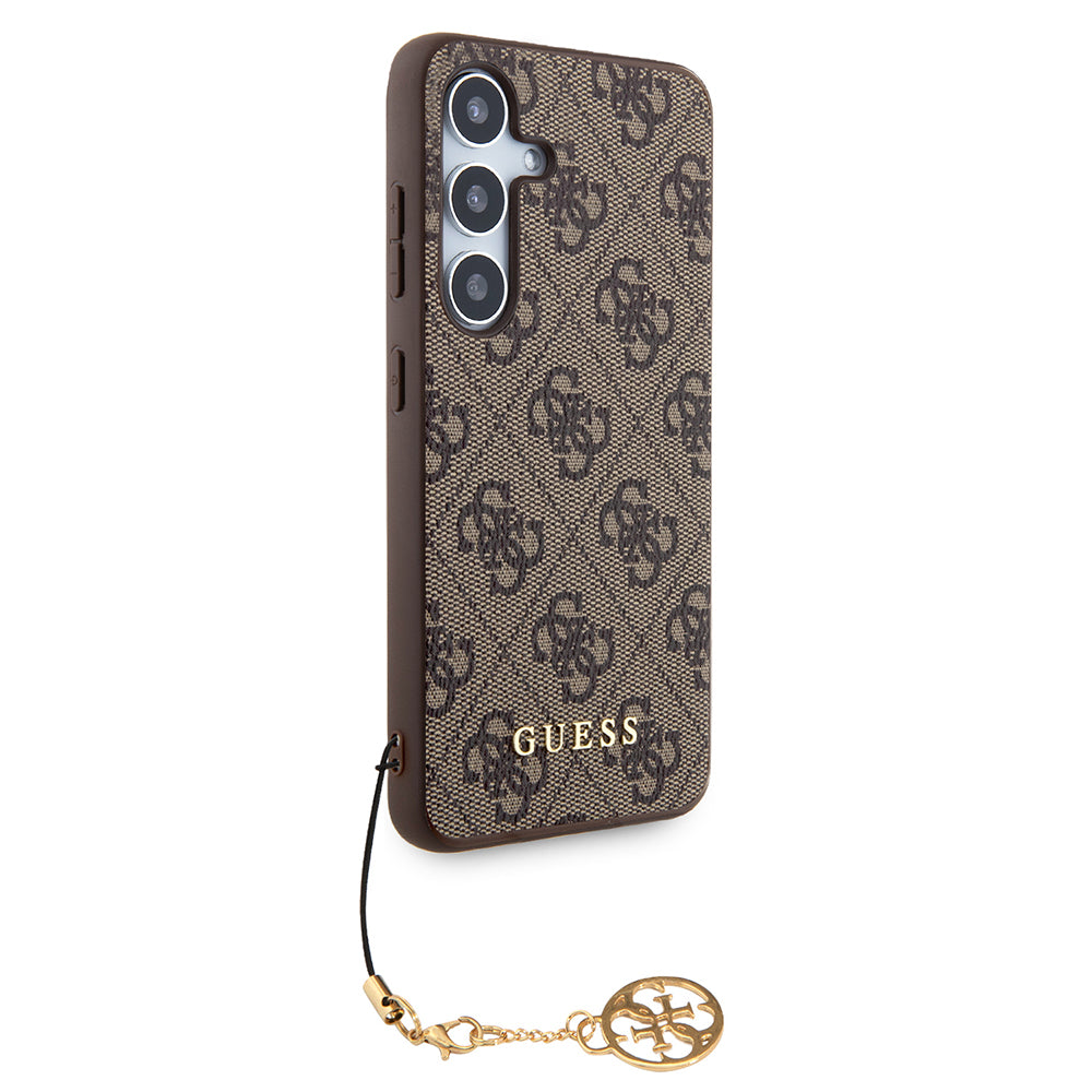 Custodia per Samsung Galaxy S24 S921, Guess, 4G Charm, Marrone