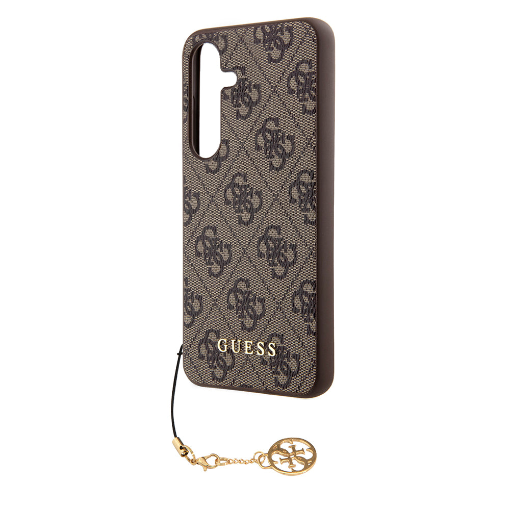 Custodia per Samsung Galaxy S24 S921, Guess, 4G Charm, Marrone