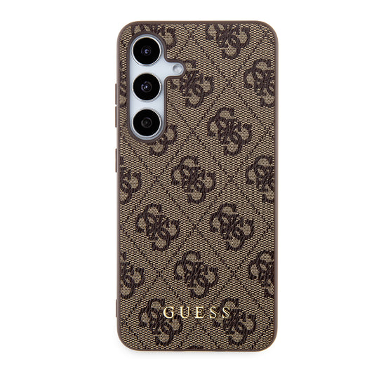 Étui pour Samsung Galaxy S24 S921, Guess, Logo Or Métal 4G, Marron