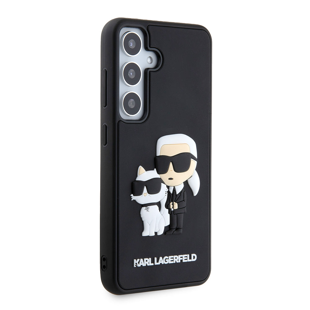 Custodia per Samsung Galaxy S24 S921, Karl Lagerfeld, 3D Rubber Karl & Choupette, Nera
