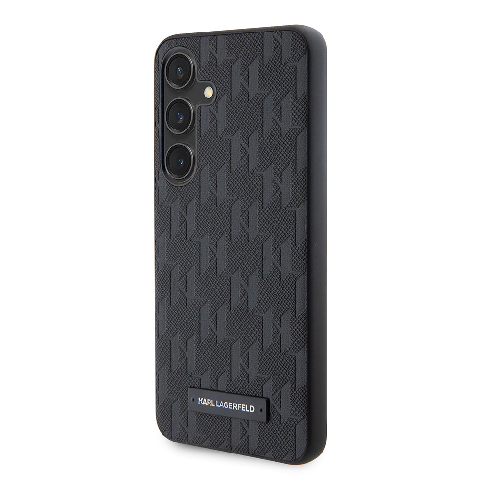Custodia per Samsung Galaxy S24 S921, Karl Lagerfeld, Saffiano Mono Metal Logo, Nera