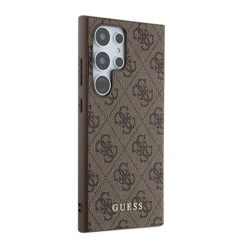 Hülle für Samsung Galaxy S24 Ultra S928, Guess, 4G Metal Gold Logo, Braun
