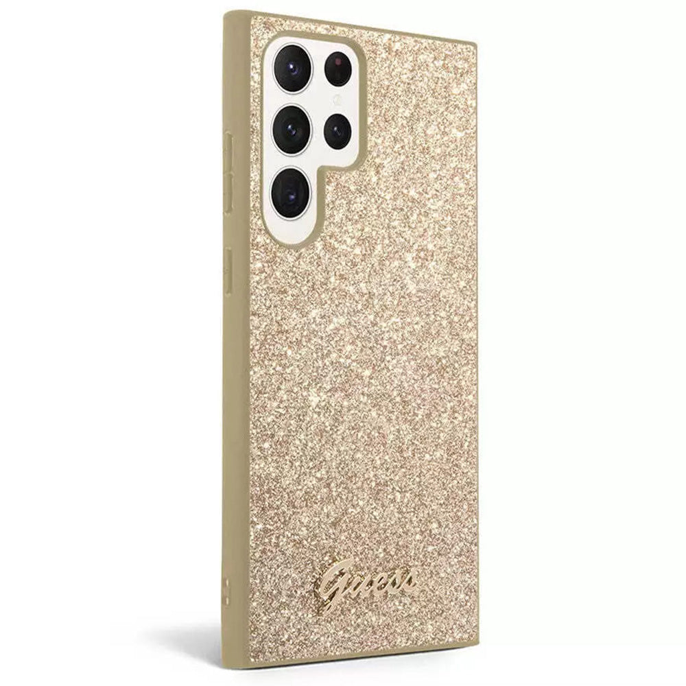 Custodia per Samsung Galaxy S24 Ultra S928, Guess, Glitter Script, Dorata