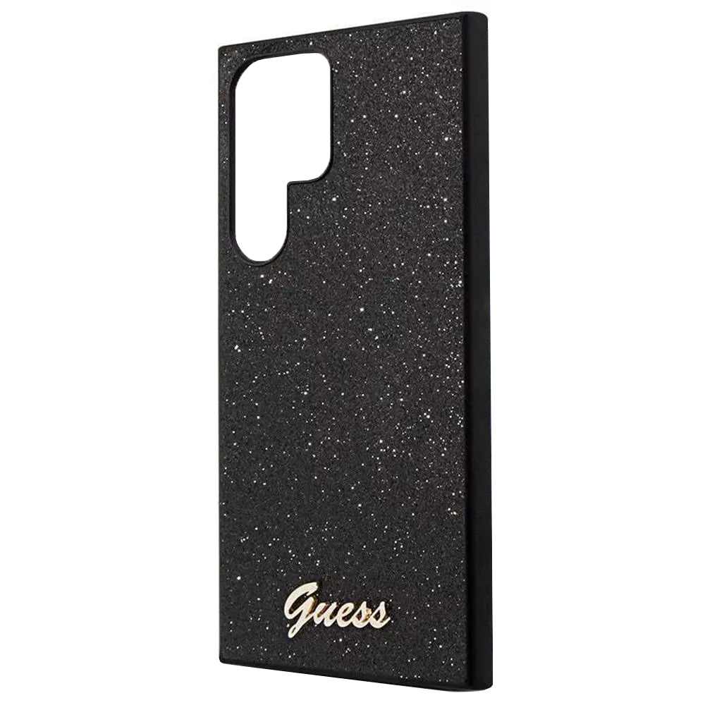 Custodia per Samsung Galaxy S24 Ultra S928, Guess, Glitter Script, Nera