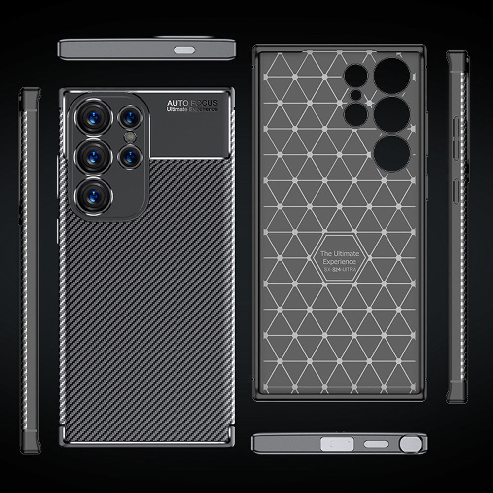 Custodia per Samsung Galaxy S24 Ultra S928, Techsuit, CarbonFiber, Nera