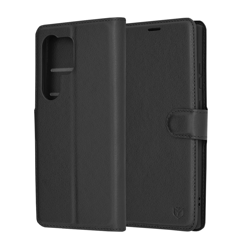Custodia per Samsung Galaxy S24 Ultra S928, Techsuit, Leather Folio, Nera