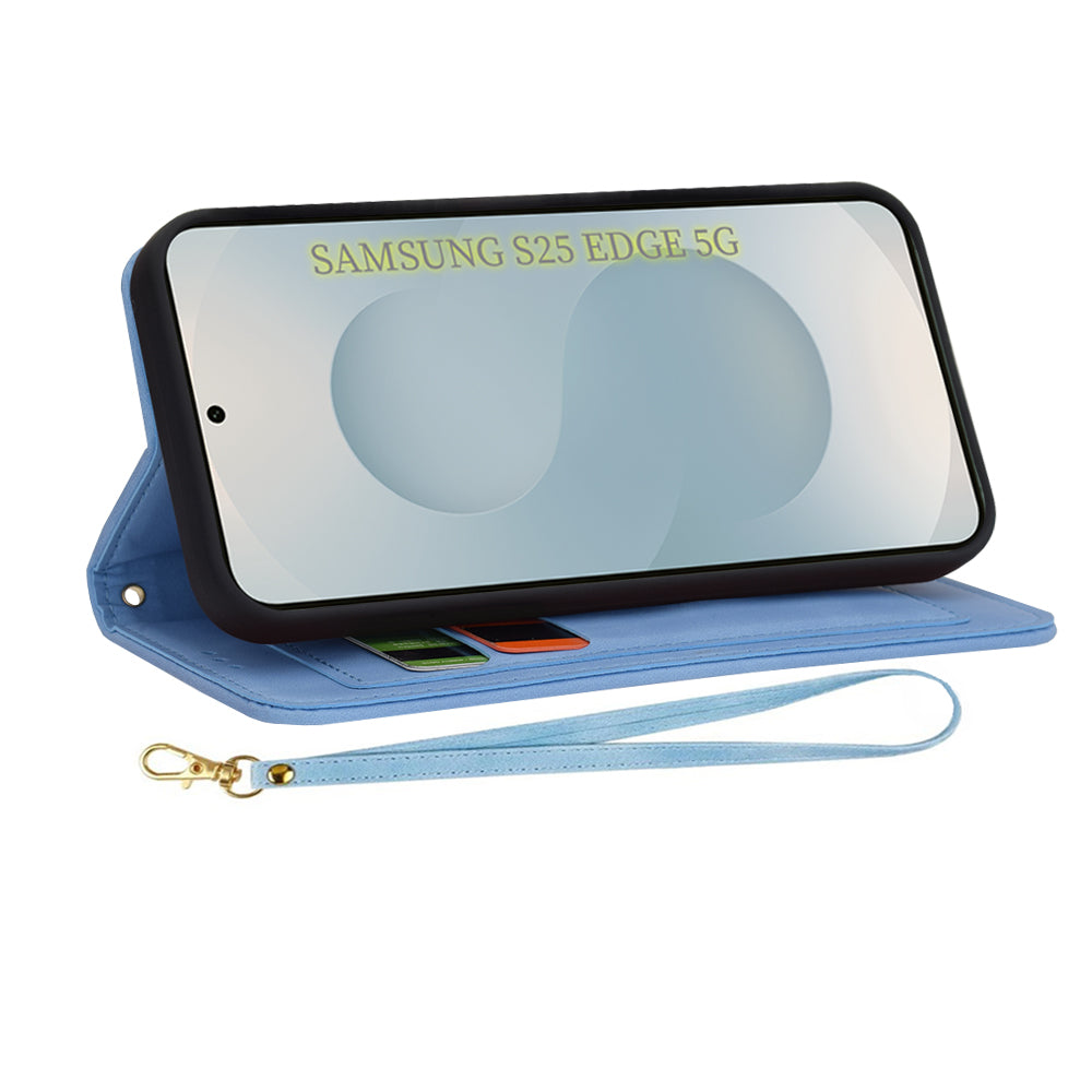 Custodia per Samsung Galaxy S25 Edge S937, Techsuit, FlipCraft, Blu
