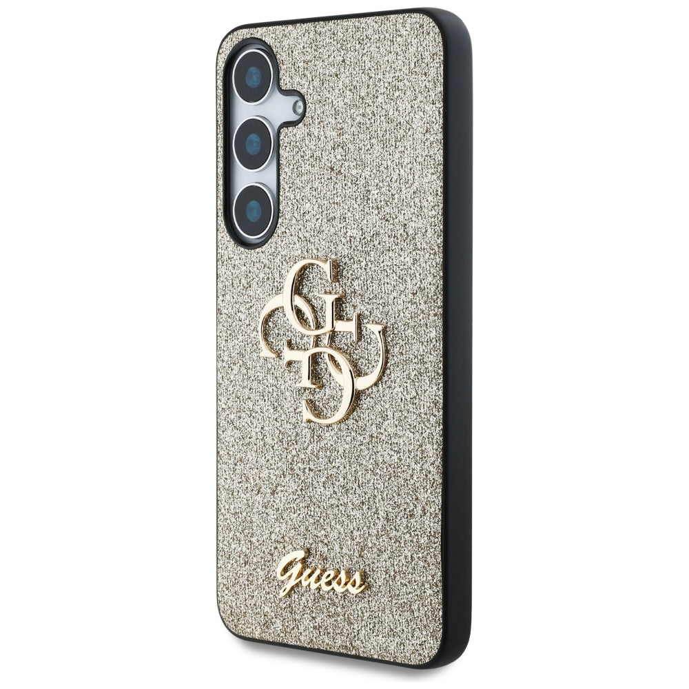 Étui pour Samsung Galaxy S25+ S936, Guess, Glitter Big 4G Script, Doré