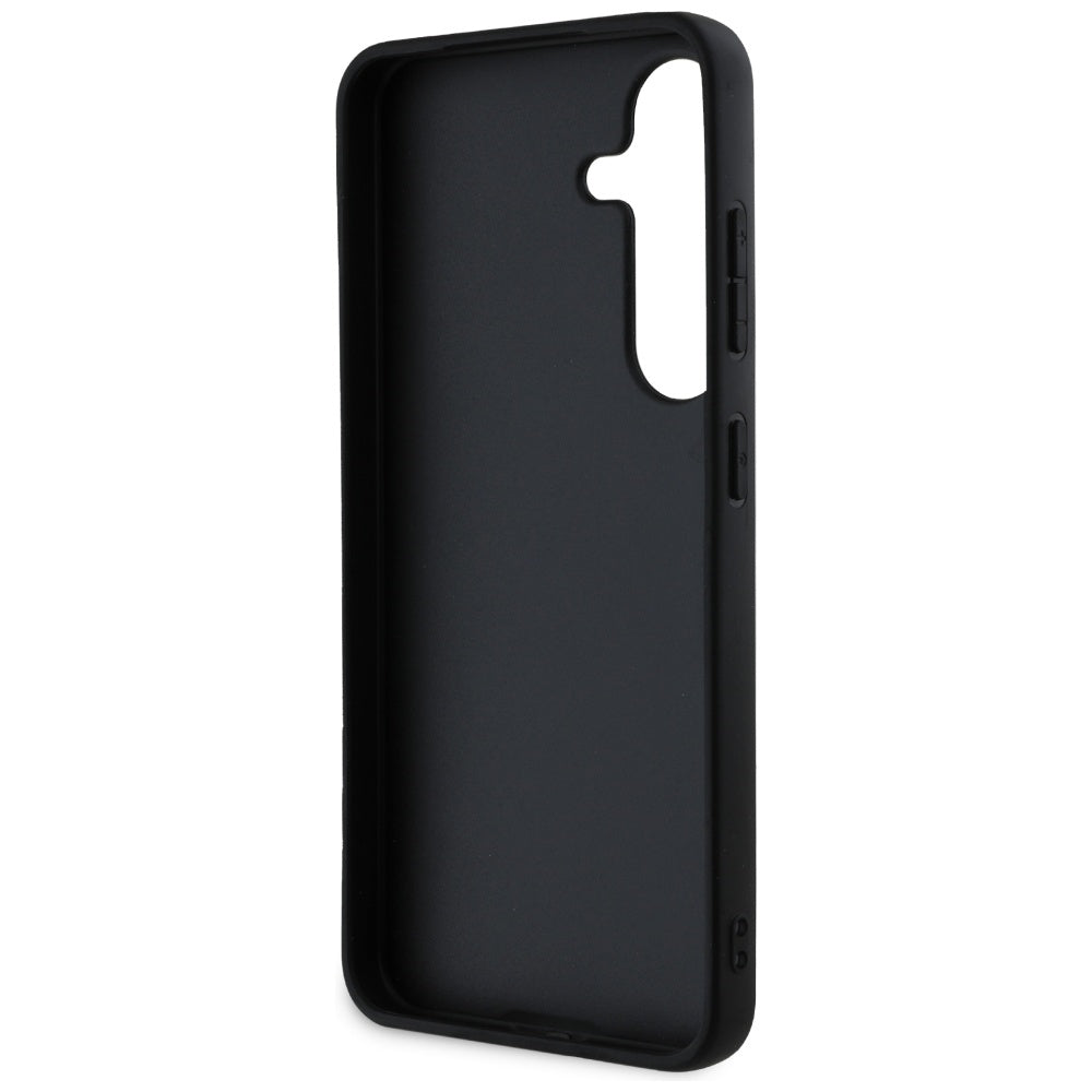 Hülle für Samsung Galaxy S25 S931, Guess, Grained Hot Stamp 4G Triangle, Schwarz