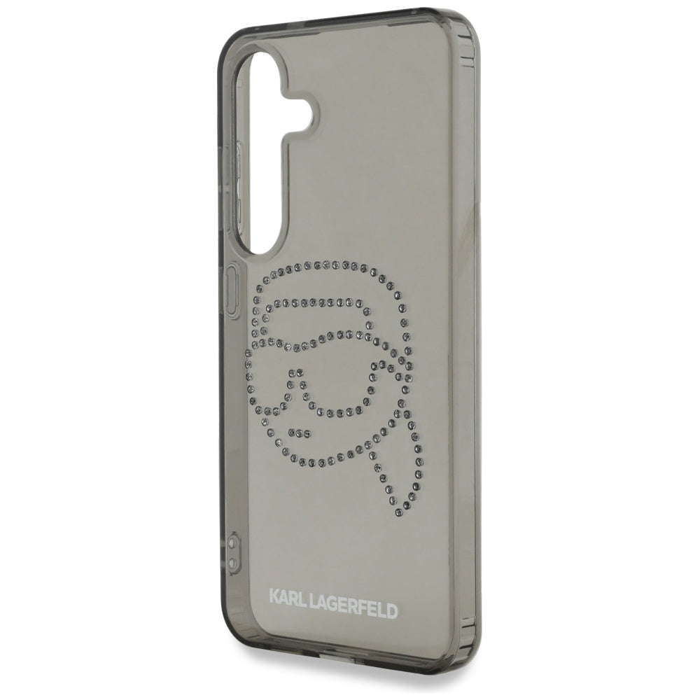 Étui pour Samsung Galaxy S25 S931, Karl Lagerfeld, IML Rhinestones Karl's Head, Noir