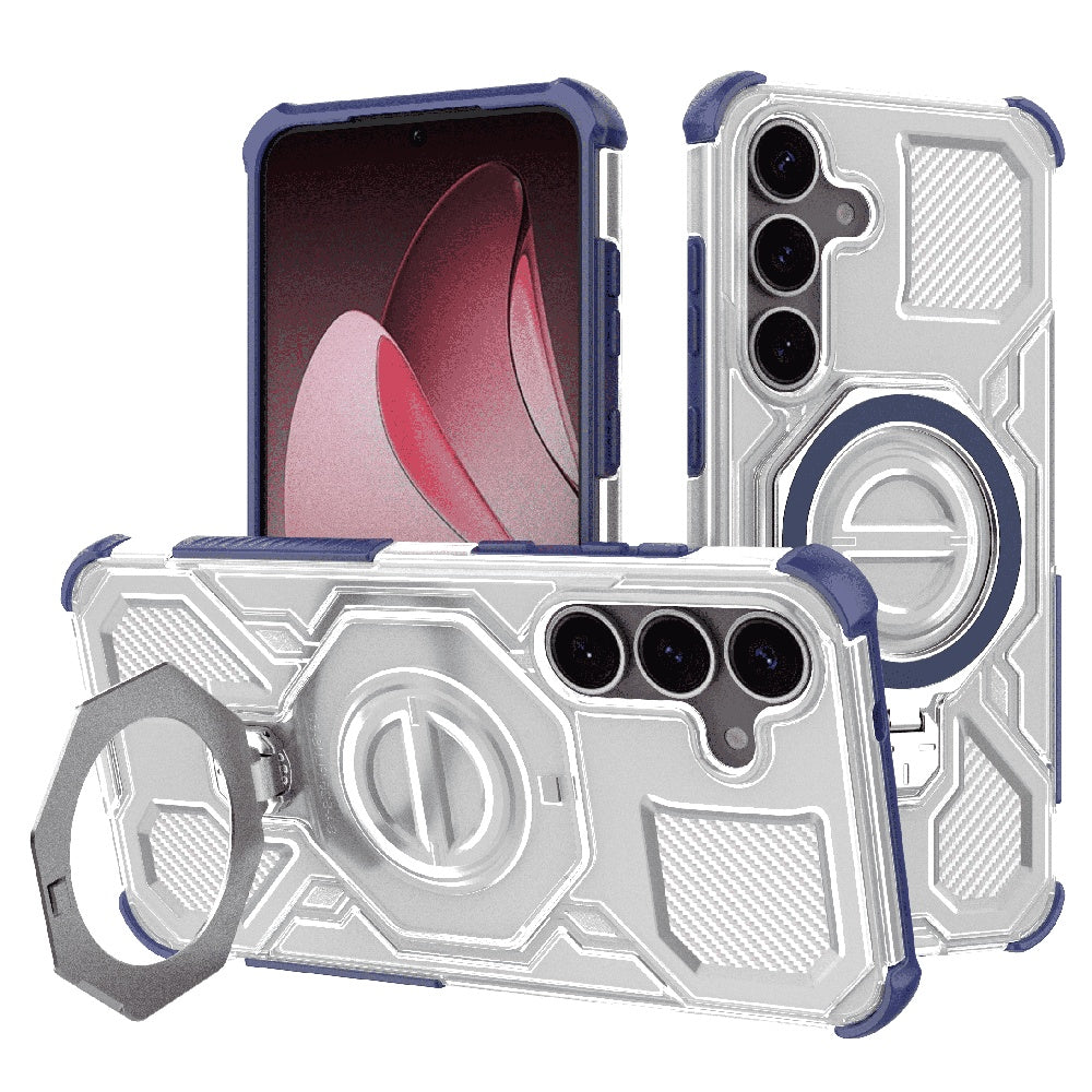 Custodia per Samsung Galaxy S25 S931, Techsuit, Carbon Shield Pro, Blu