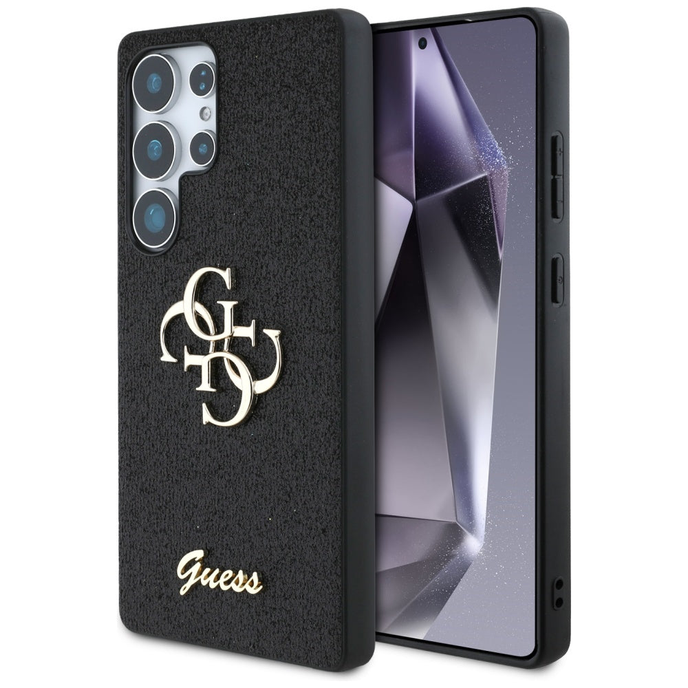 Custodia per Samsung Galaxy S25 Ultra S938, Guess, Glitter Big 4G Script, Nera