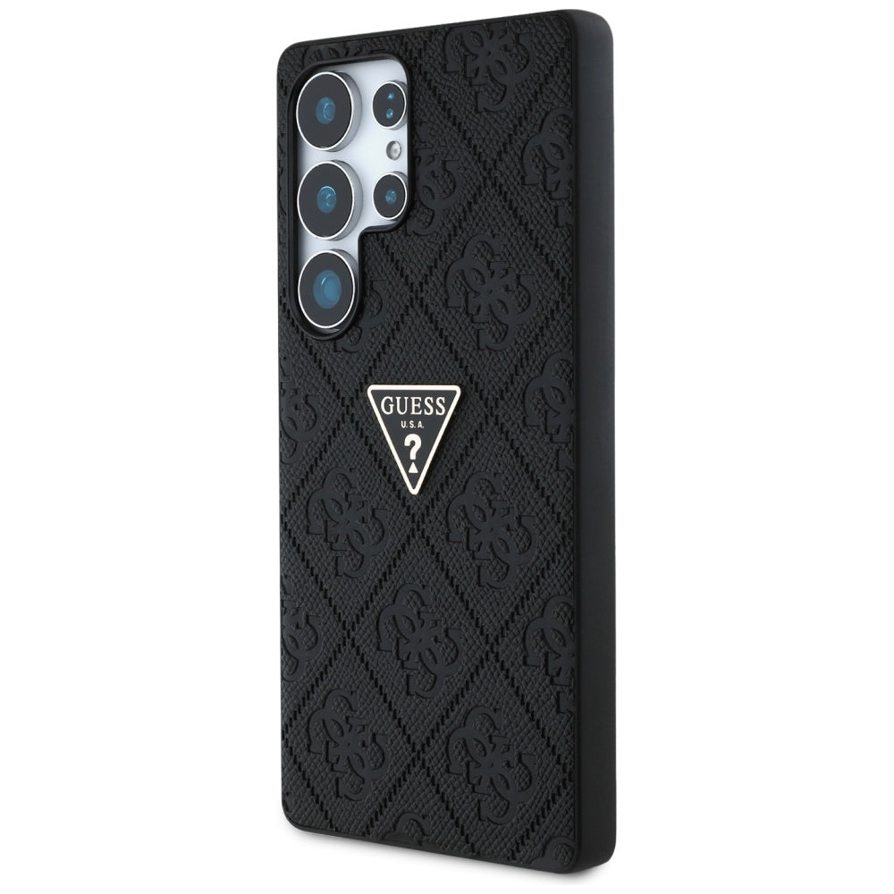 Custodia per Samsung Galaxy S25 Ultra S938, Guess, Grained Hot Stamp 4G Triangle, Nera