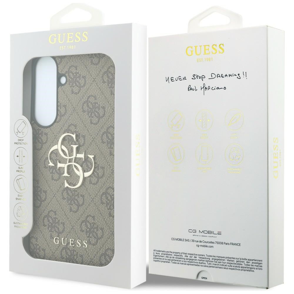 Coque pour Samsung Galaxy S26 FE S741, Guess, Logo Métal 4G, Marron