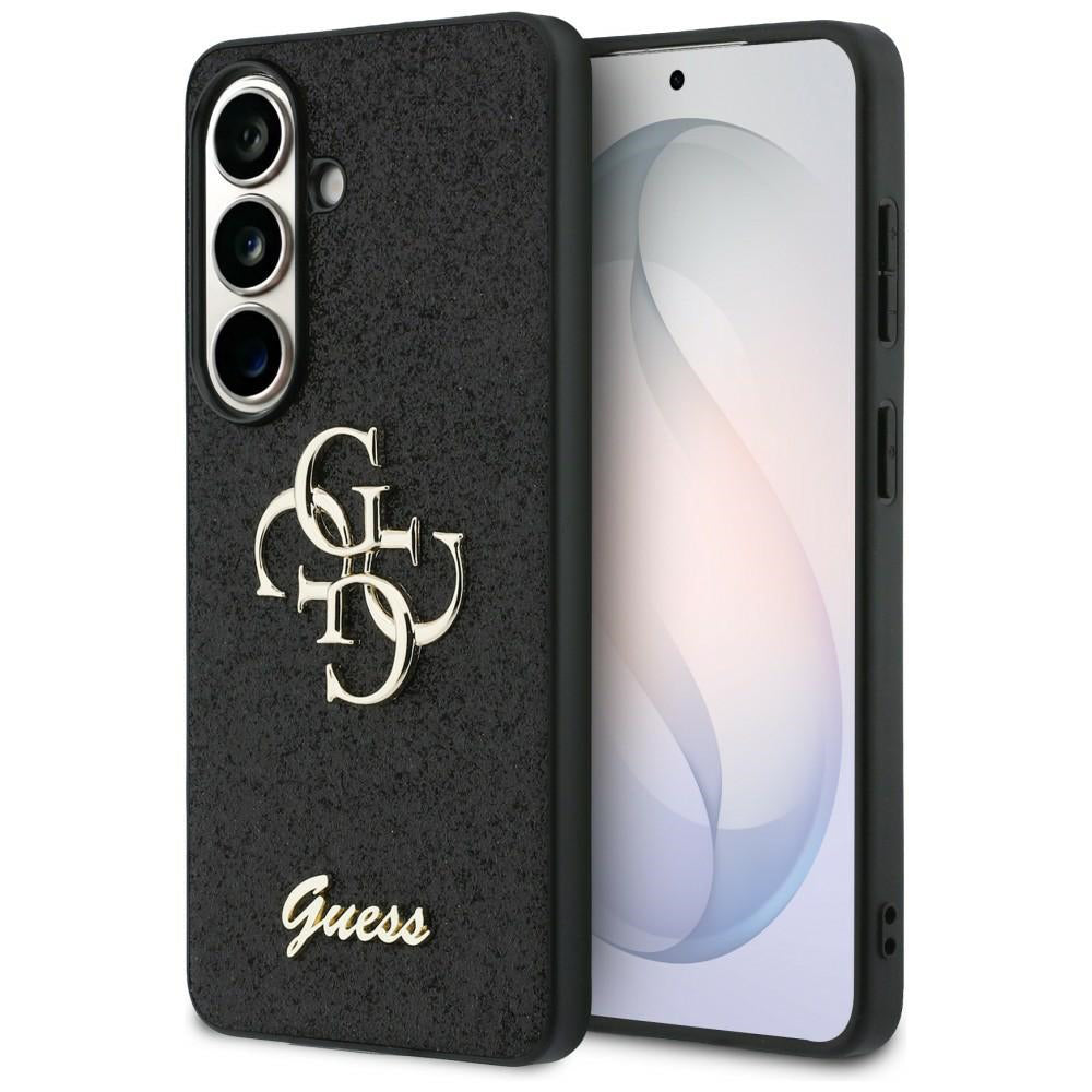 Hülle für Samsung Galaxy S26 S942, Guess, Fixed Glitter Big 4G Metal Frame, Schwarz