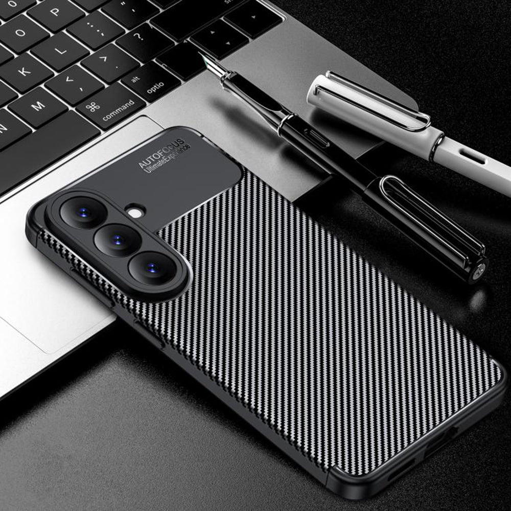 Custodia per Samsung Galaxy S26 Plus S947, Techsuit, CarbonFiber, Nera