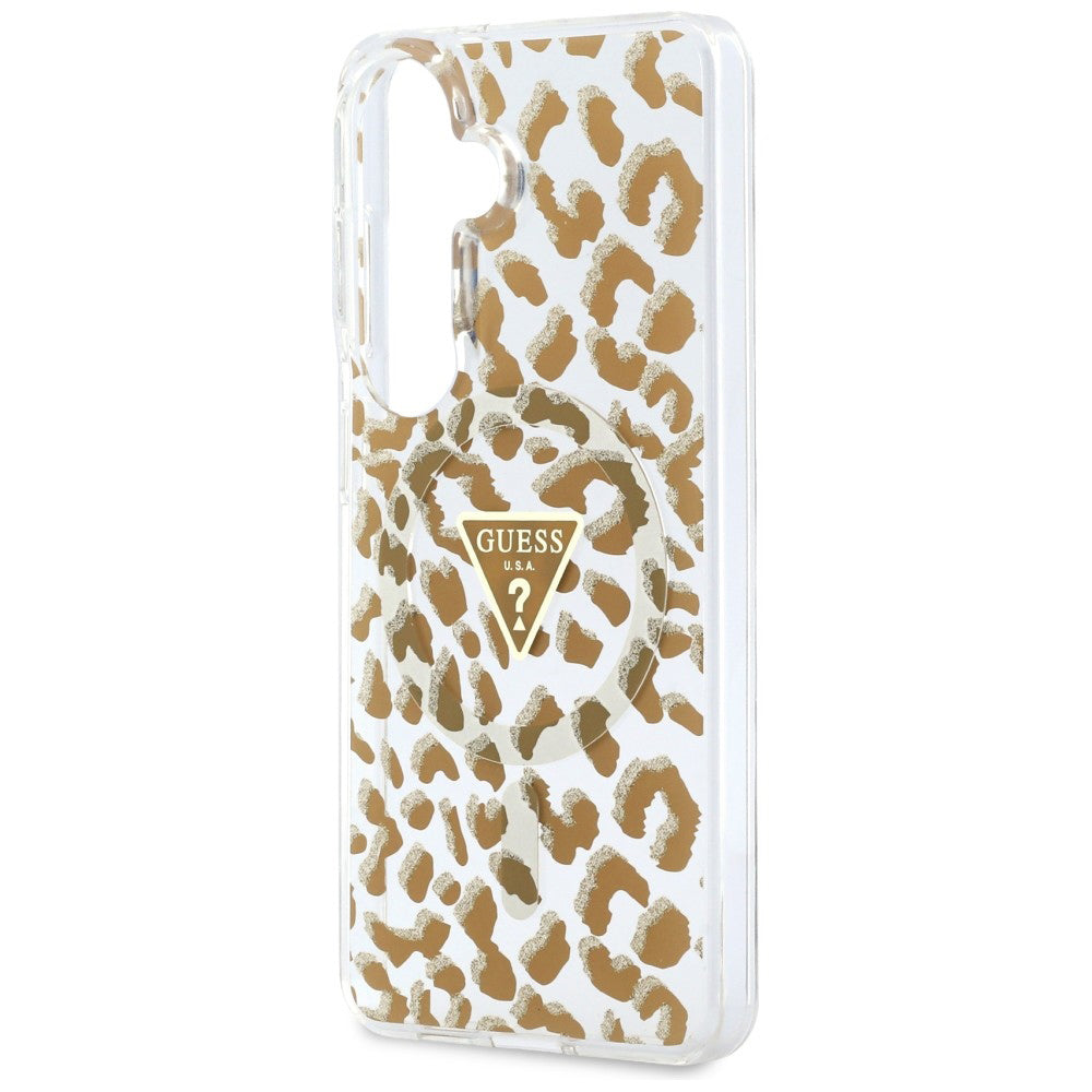 Housse MagSafe pour Samsung Galaxy S26 S942, Guess, Motif Léopard IML, Marron