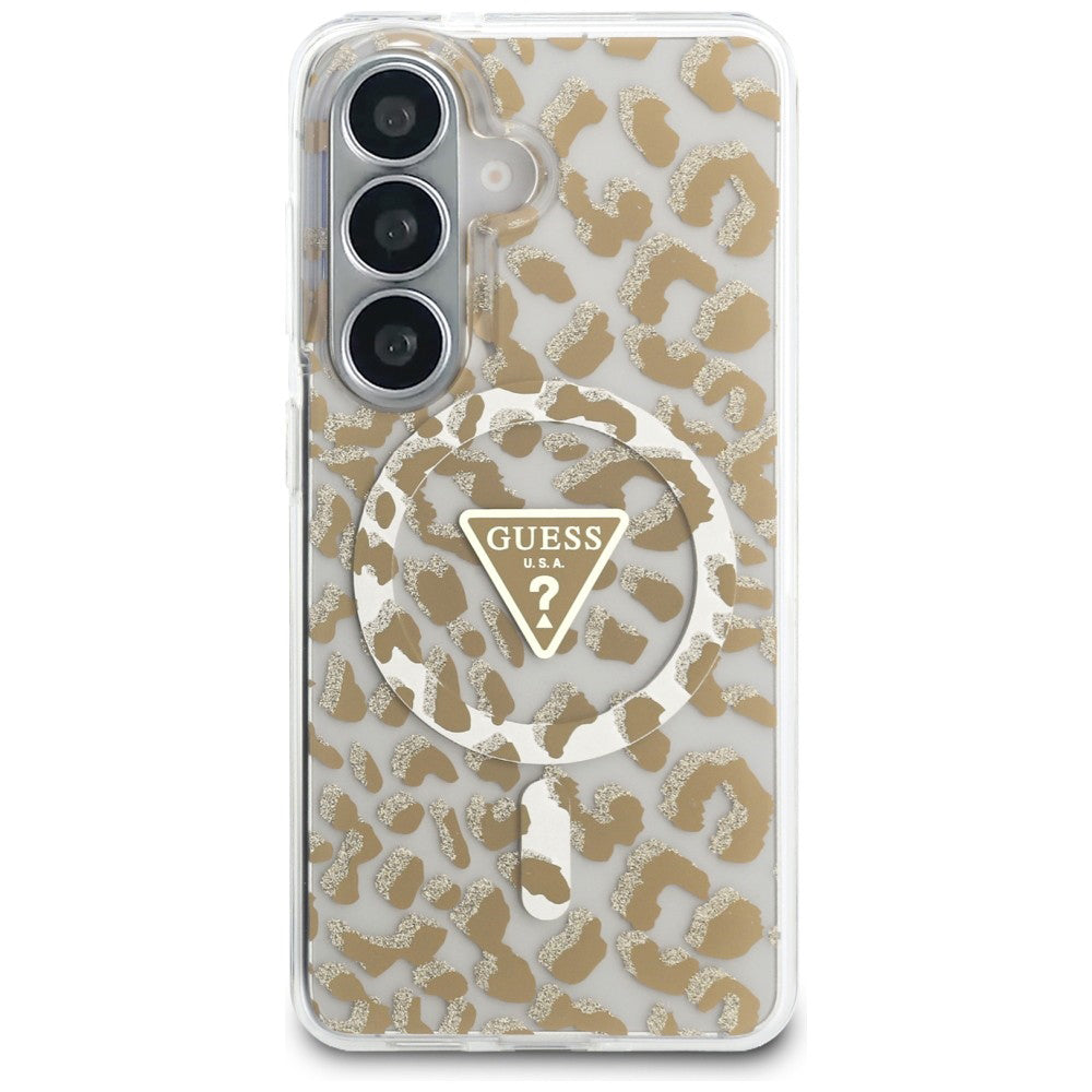 Housse MagSafe pour Samsung Galaxy S26 S942, Guess, Motif Léopard IML, Marron