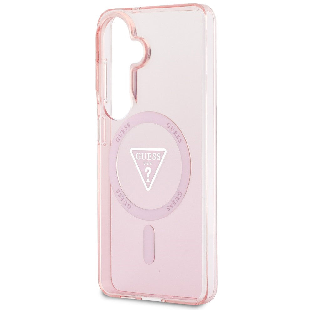 MagSafe Hülle für Samsung Galaxy S26 S942, Guess, IML Gradient Triangle Logo, Rosa