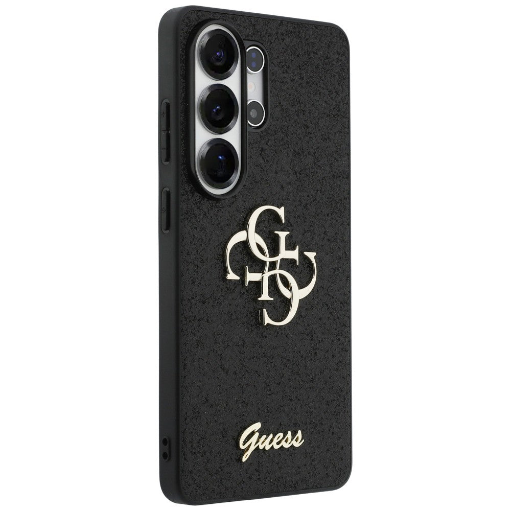 Hülle für Samsung Galaxy S26 Ultra S948, Guess, Fixed Glitter Big 4G Metal Frame, Schwarz