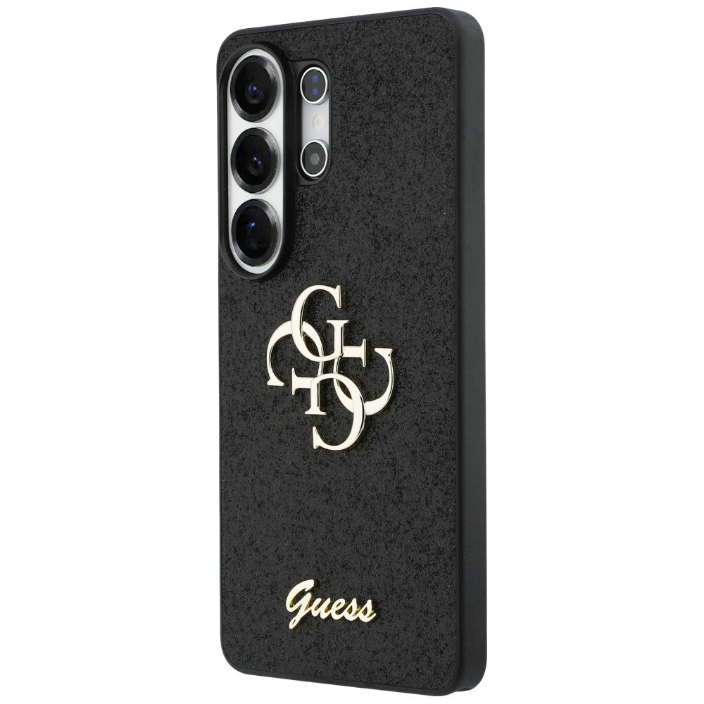 Hülle für Samsung Galaxy S26 Ultra S948, Guess, Fixed Glitter Big 4G Metal Frame, Schwarz