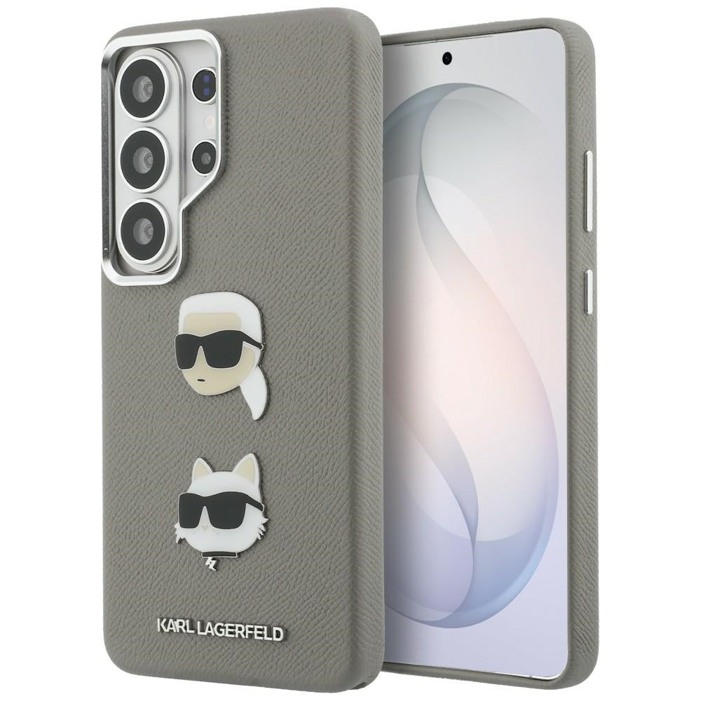 Étui pour Samsung Galaxy S26 Ultra S948, Karl Lagerfeld, Saffiano Karl & Choupette's Head Pin, Gris