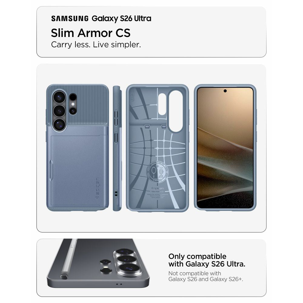 Étui pour Samsung Galaxy S26 Ultra S948, Spigen, Slim Armor CS, Bleu ACS11225