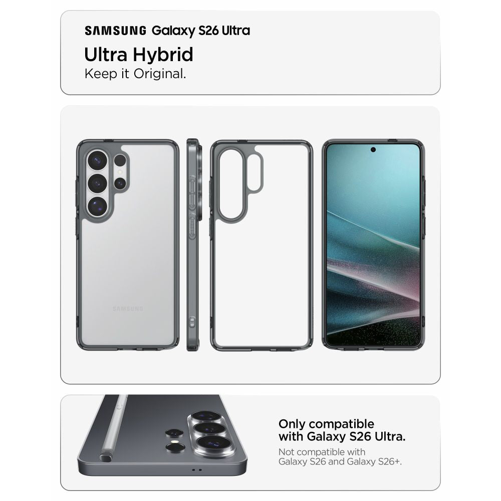 Case for Samsung Galaxy S26 Ultra S948, Spigen, Ultra Hybrid, Smoke ACS10678