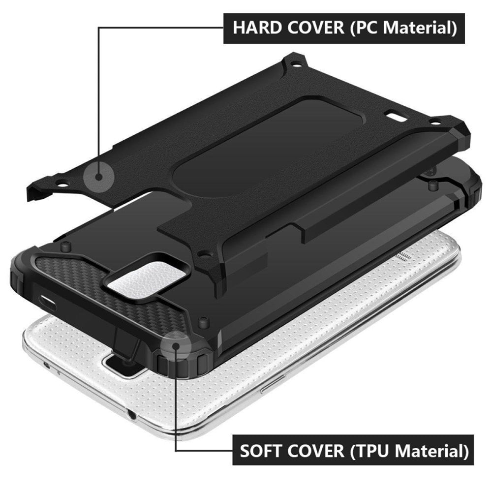 Custodia per Samsung Galaxy S5 G900, Techsuit, Hybrid Armor, Nera