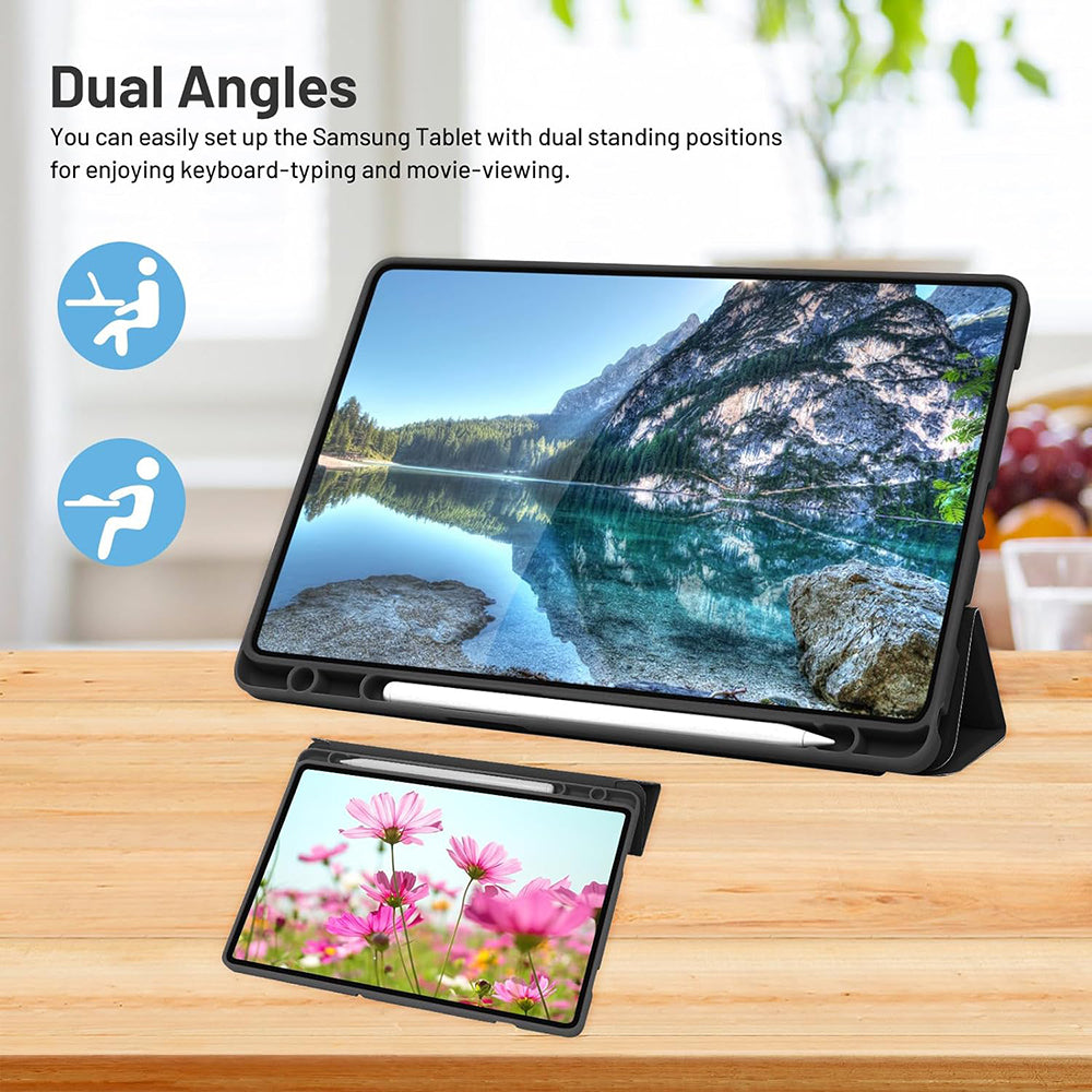 Custodia per Samsung Galaxy Tab A11 / Tab A9, Techsuit, Flex Trifold, Nera