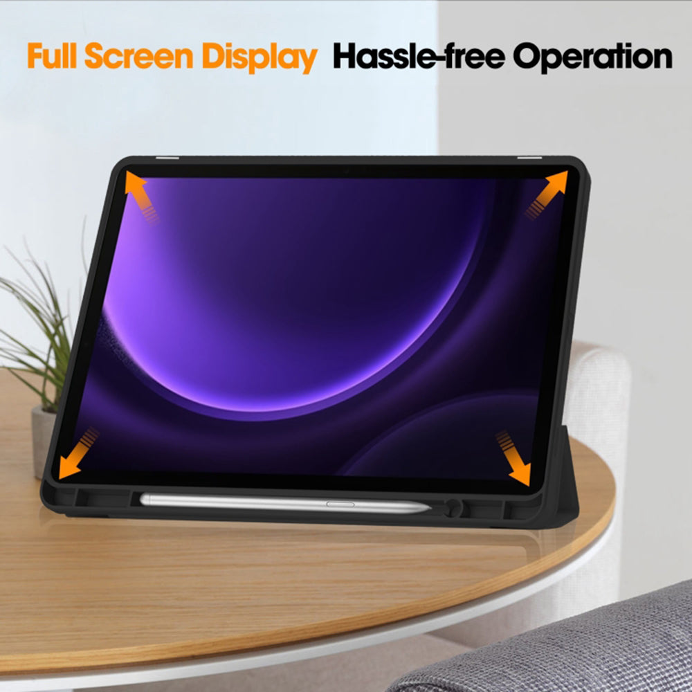 Custodia per Samsung Galaxy Tab S10 FE / Tab S9 FE, Techsuit, Flex Trifold, Nera