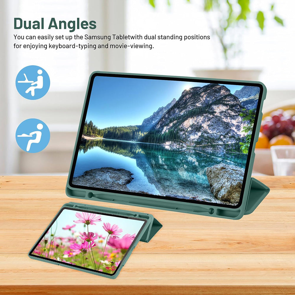 Custodia per Samsung Galaxy Tab S6 Lite (2024) / Tab S6 Lite (2022) / Tab S6 Lite (2020), Techsuit, Flex Trifold, Verde