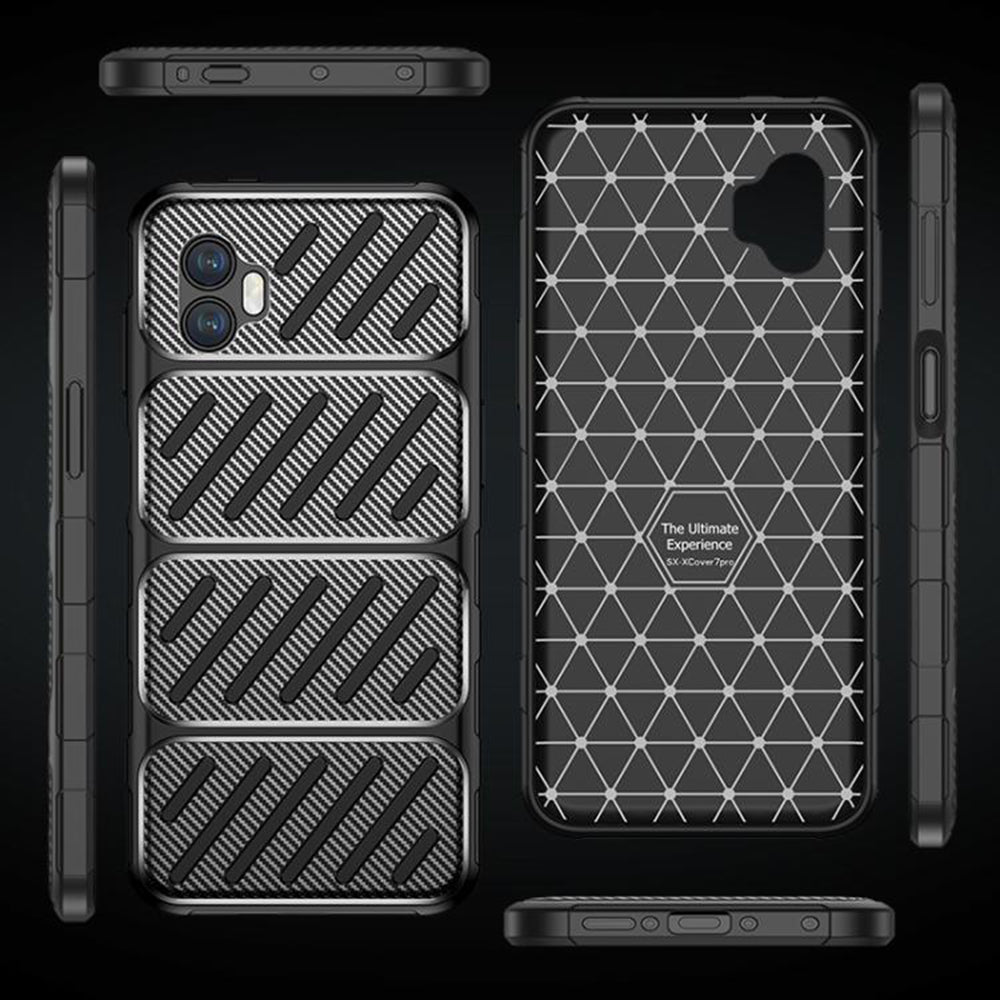 Custodia per Samsung Galaxy XCover7 Pro, Techsuit, CarbonFiber, Nera