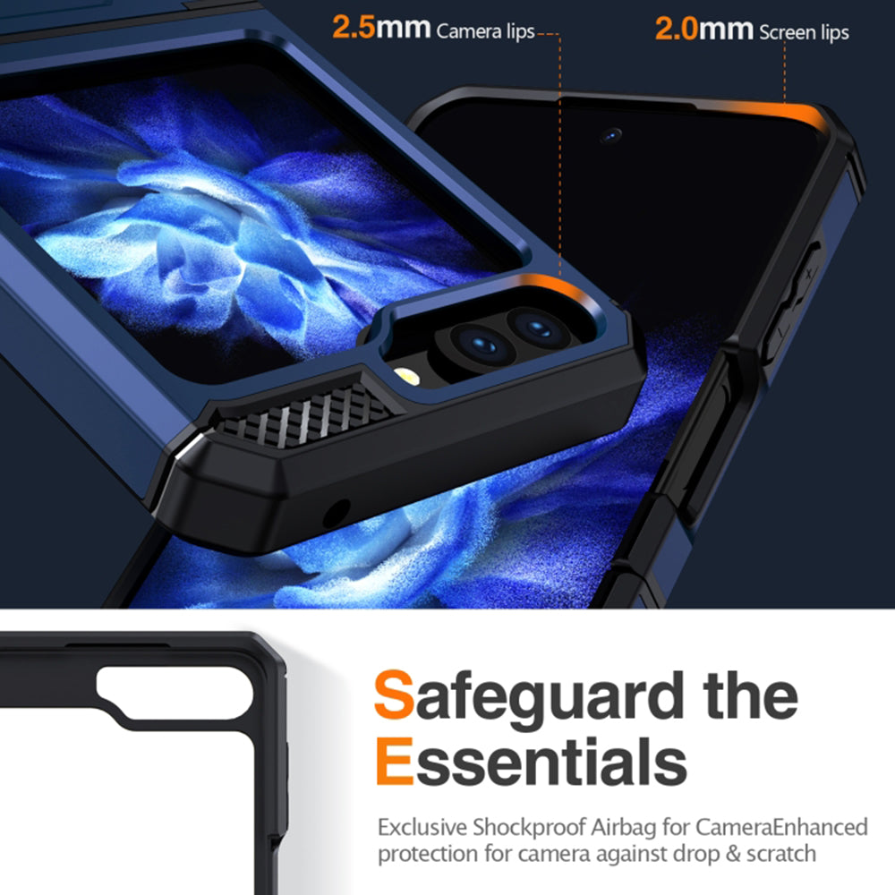 Hülle für Samsung Galaxy Z Flip5 F731, Techsuit, Hybrid Armor Kickstand, Blau
