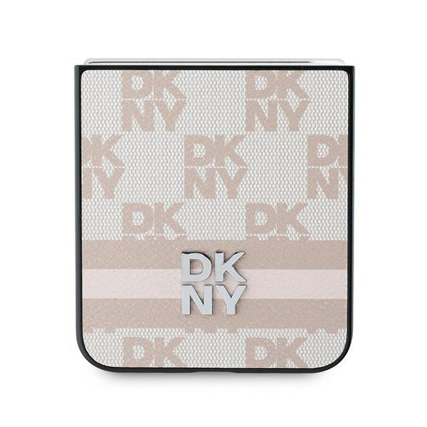 Hülle für Samsung Galaxy Z Flip7 FE F761 / Z Flip6 F741, DKNY, Kariertes Muster Gedruckte Streifen, Rosa