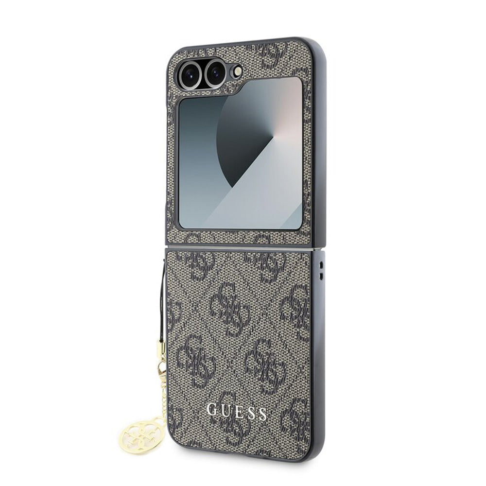 Custodia per Samsung Galaxy Z Flip7 FE F761 / Z Flip6 F741, Guess, 4G Charm, Marrone