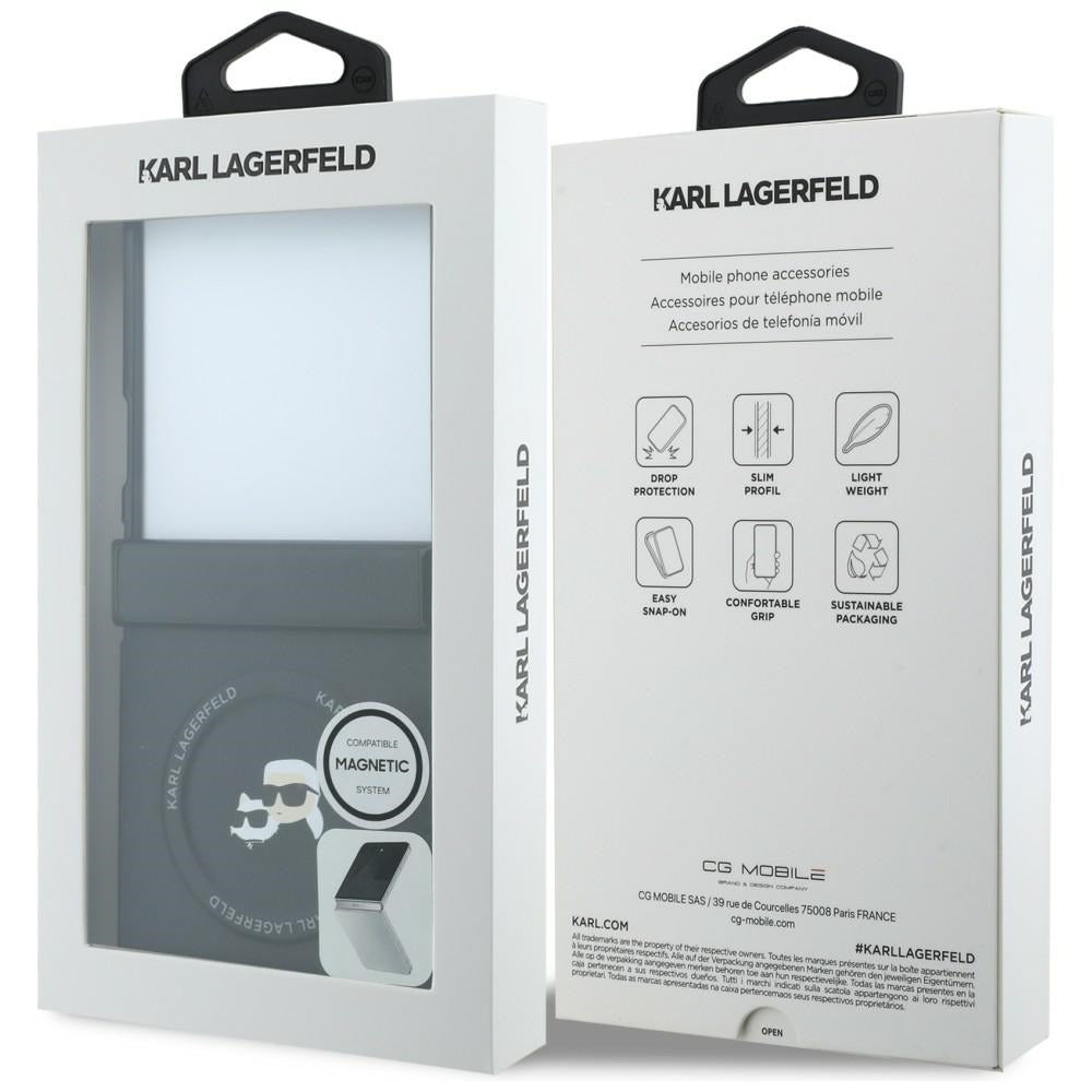 Custodia per Samsung Galaxy Z Flip8 F776, Karl Lagerfeld, Karl & Choupette Head Pin, Nera