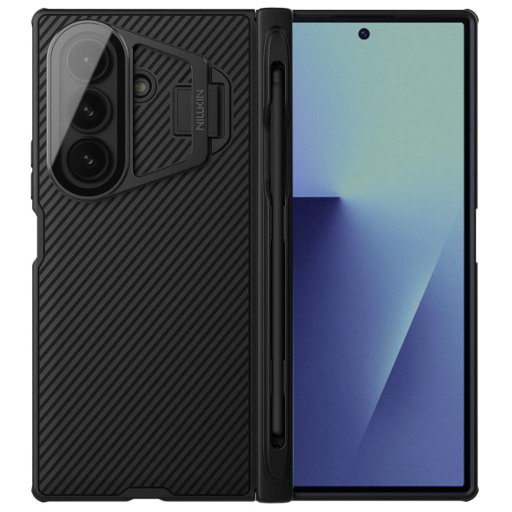 Coque pour Samsung Galaxy Z Fold7 F966, Nillkin, CamShield Prop avec couvercle transparent pour lentille et support pour S-Pen, noire