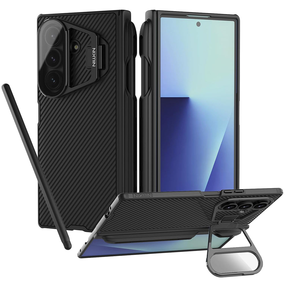 Coque pour Samsung Galaxy Z Fold7 F966, Nillkin, CamShield Prop avec couvercle transparent pour lentille et support pour S-Pen, noire