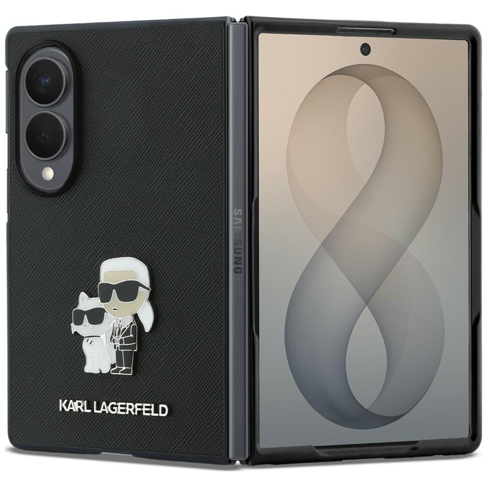 Hülle für Samsung Galaxy Z Fold8 F971, Karl Lagerfeld, Saffiano Karl & Choupette Metallpin, Schwarz