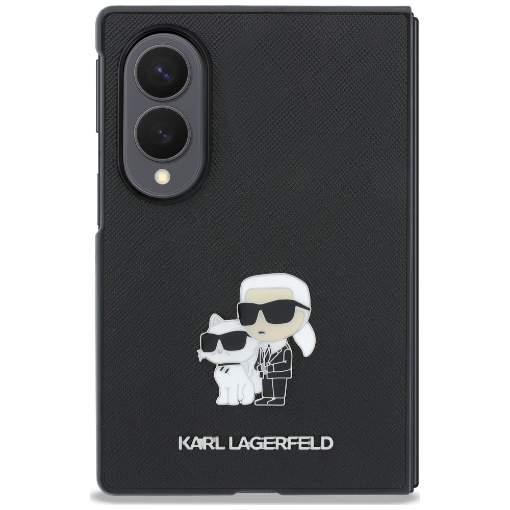 Hülle für Samsung Galaxy Z Fold8 F971, Karl Lagerfeld, Saffiano Karl & Choupette Metallpin, Schwarz